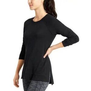 Athleta Women's Black Studio Side Slit Crew Neck Tunic Sweatshirt Size XS